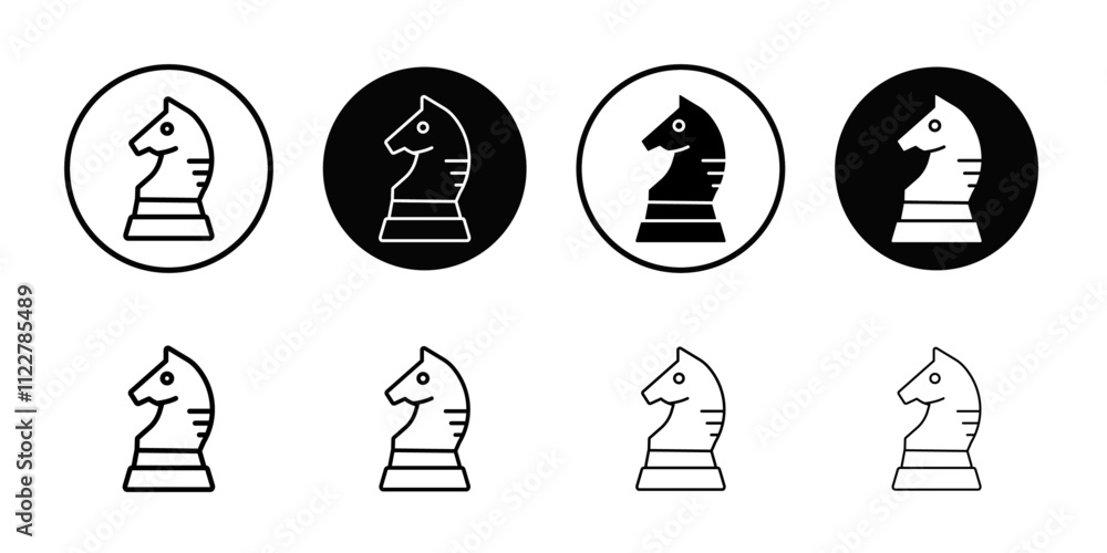 Poster knight chess icon outline vector for web ui