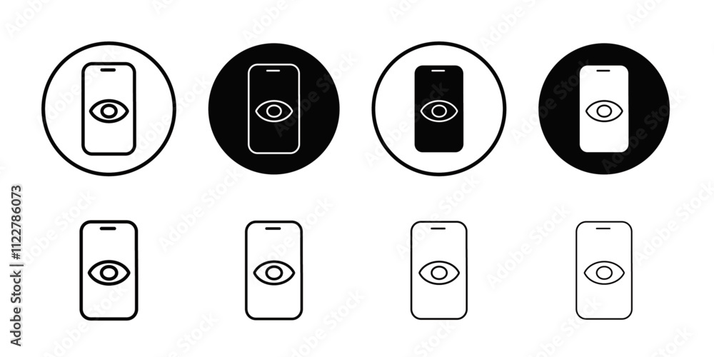 Poster Mobile Eye Icon Outline vector for web ui