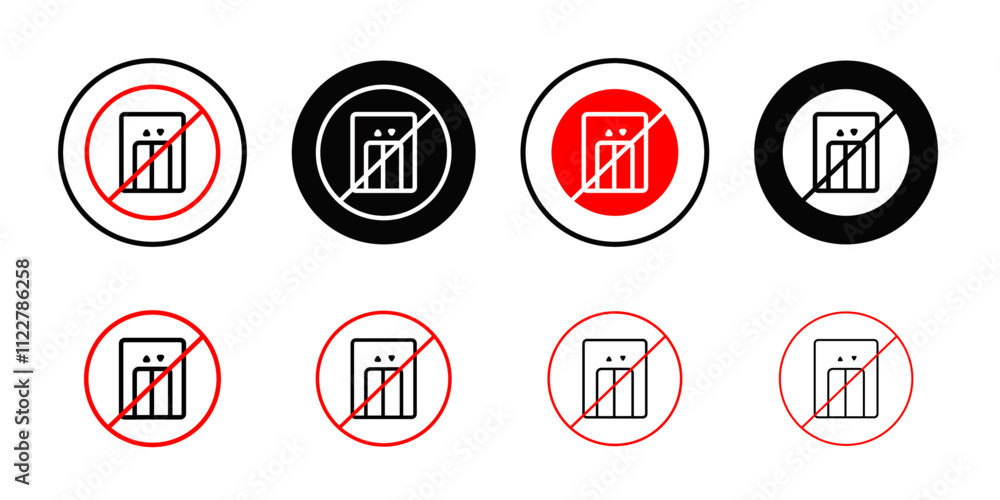 Poster No Elevator Sign icon Outline vector for web ui