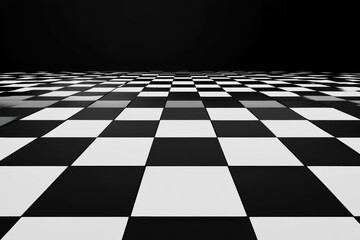 Naklejka premium Black and White Checkerboard Floor with Perspective