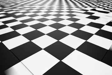 Naklejka premium Black and White Checkered Floor: A Perspective on Design