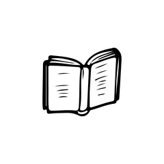 Cute Book Doodle Outline Illustration