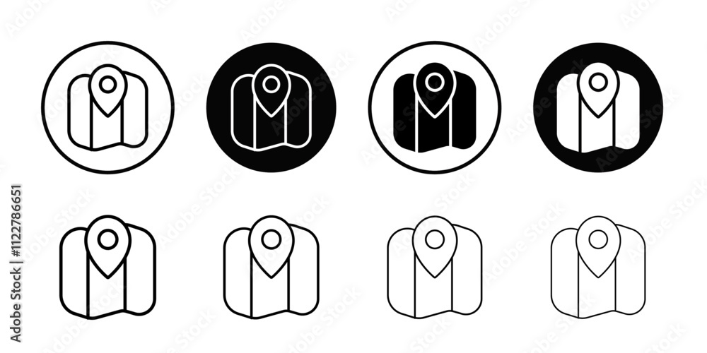 Poster Pin on a map icon Outline vector for web ui