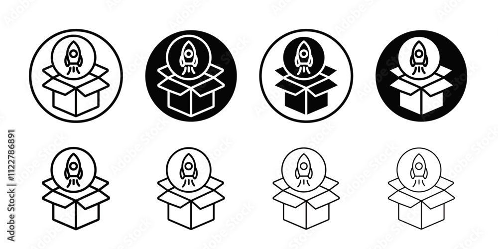 Poster product release icon outline vector for web ui