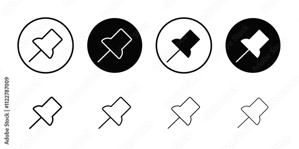 Poster Push pin icon Outline vector for web ui