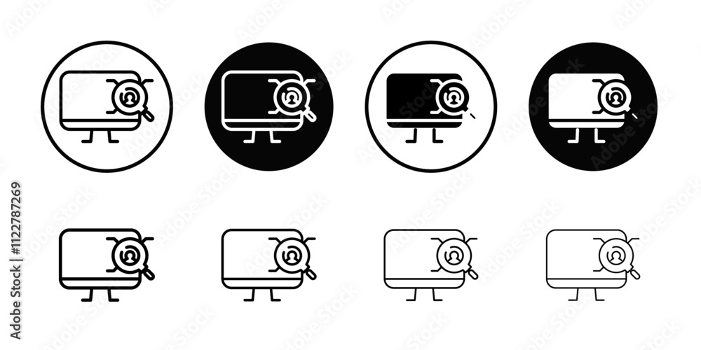 Poster Researching information online icon Outline vector for web ui
