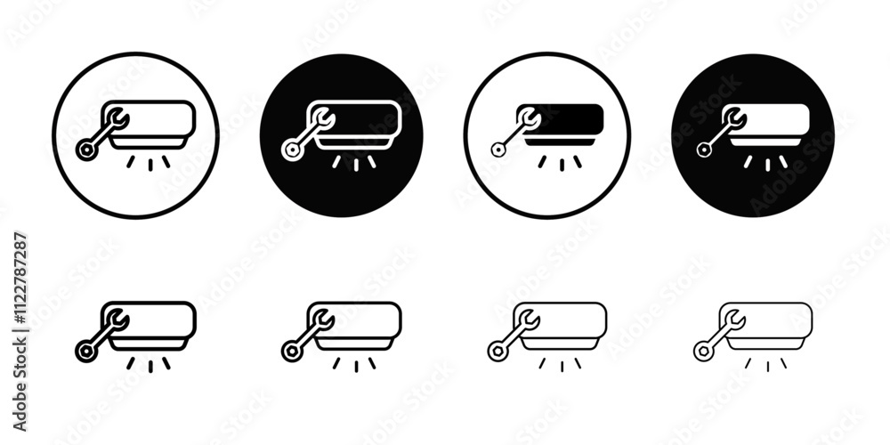 Poster repair air conditioner icon outline vector for web ui