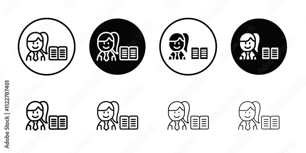 Poster school girl icon outline vector for web ui