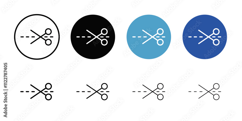 Poster Scissors with cut lines icon Outline vector for web ui