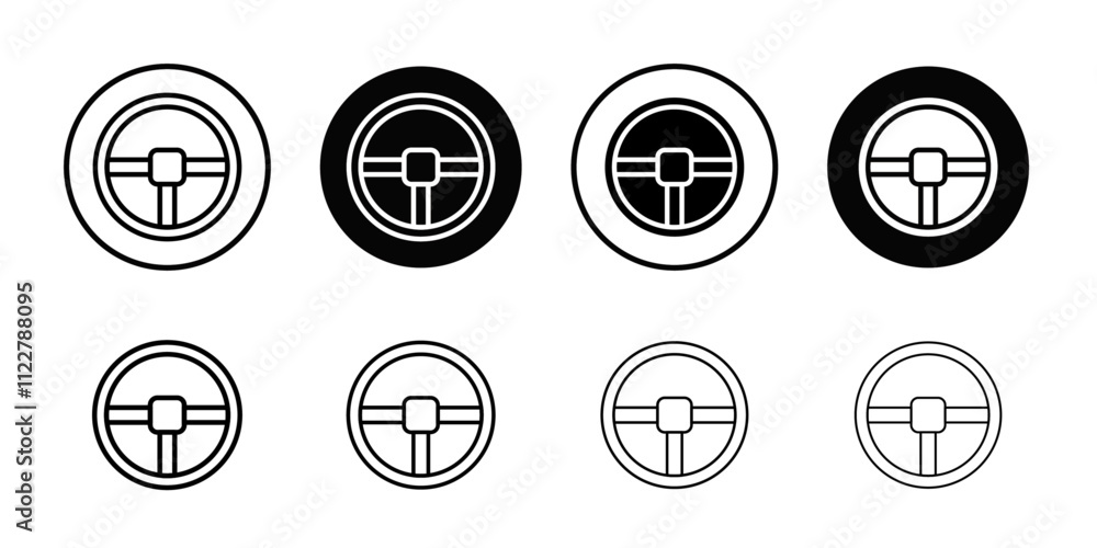 Poster steering wheel icon outline vector for web ui
