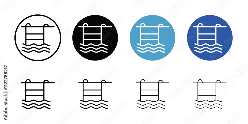 Aufkleber swimming pool icon outline vector for web ui
