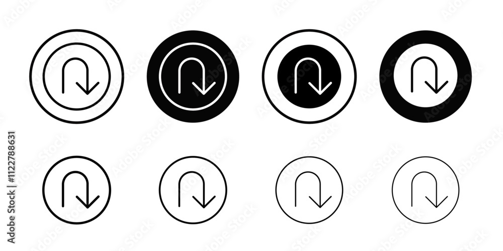 Poster u turn arrow icon Outline vector for web ui