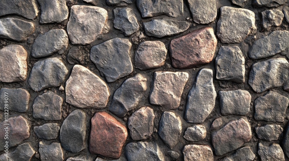 Poster cobblestone pathway texture: a seamless pattern of irregular stones