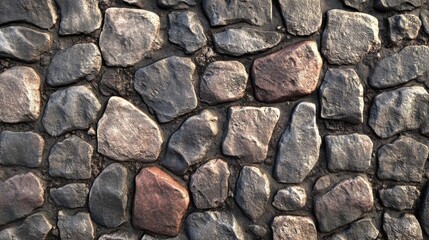 Fototapeta premium Cobblestone Pathway Texture: A Seamless Pattern of Irregular Stones