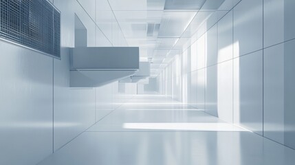 Fototapeta premium A 3D architectural design featuring a ventilation and HVAC system layout, showcasing air flow efficiency