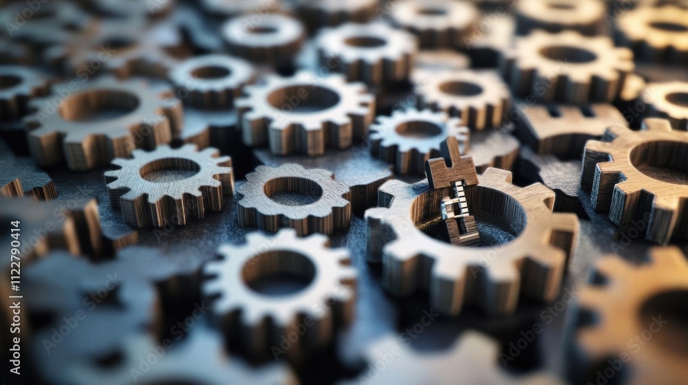 Poster interlocking gears: a symbol of collaboration and efficiency