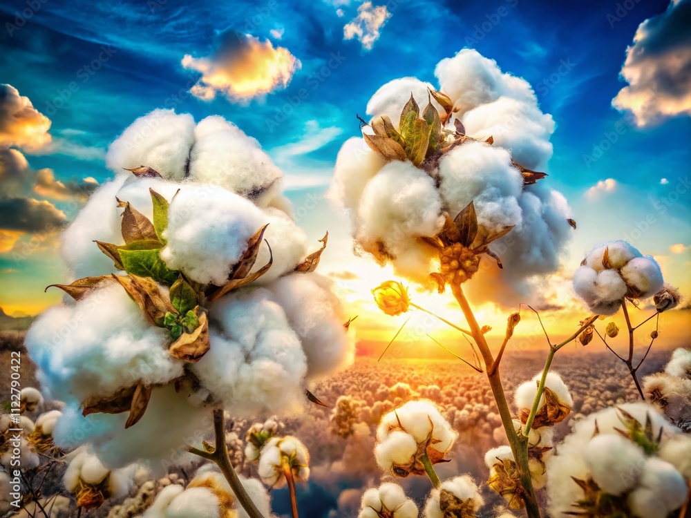 Aufkleber captivating double exposure photography featuring cotton products and thread patterns merging nature