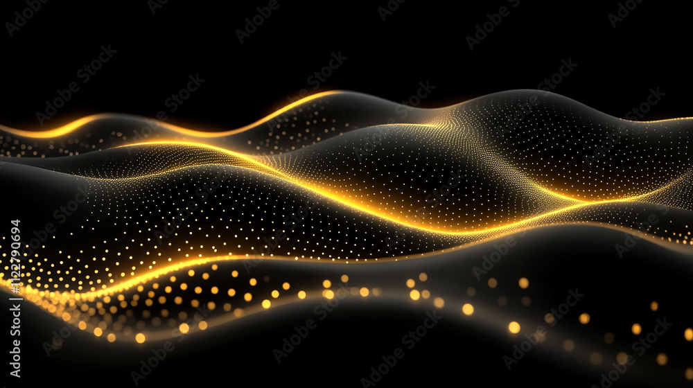 Poster black background with scattered yellow dots creating a sense of mystery and energy, evoking contrast