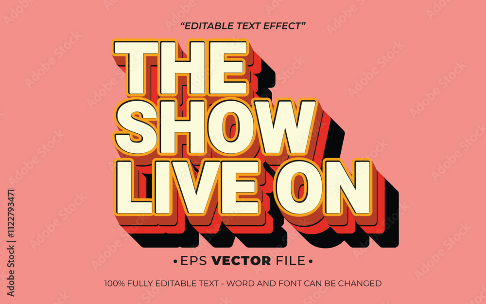 Poster the show live on 3d text effect editable vector