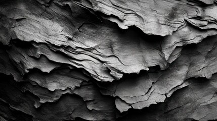 Abstract texture of layered rock formations in monochrome tones.