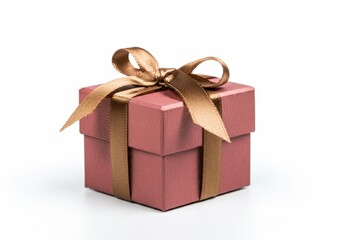Obraz premium A gift box with a ribbon isolated on a white background, perfect for festive and celebratory themes.