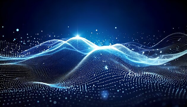 Mesmerizing Digital Wave of Glowing and Sparkling Particles