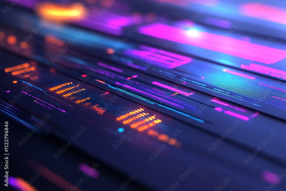 Aufkleber abstract digital art with vibrant neon lines and glowing elements creating a futuristic background s