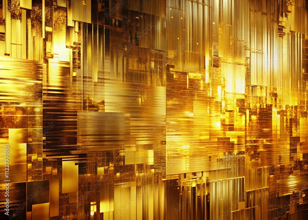 Poster Captivating Gold Textured Glitch Background for Abstract Design and Overlay Elements in Creative Projects