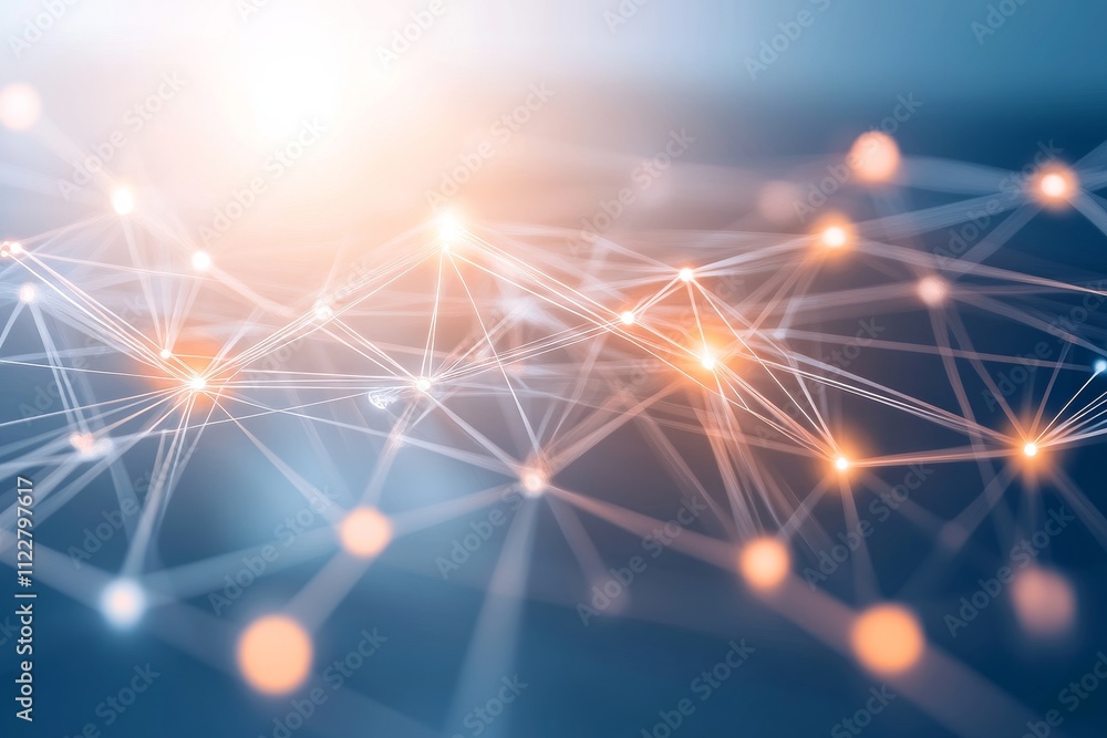 Aufkleber abstract digital technology network with glowing nodes and lines representing connectivity, data flo