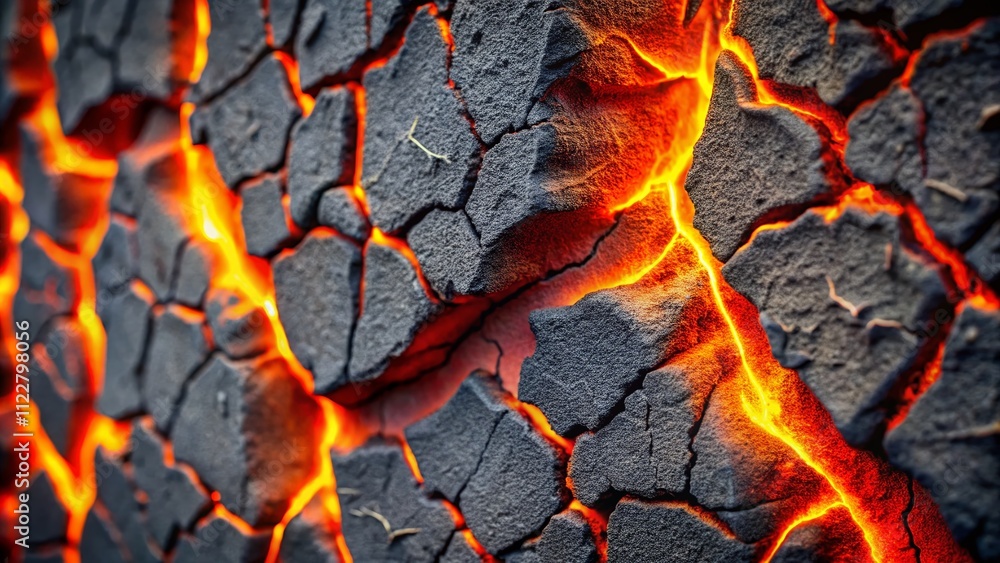 Poster captivating high depth of field image of a lava-crack cement wall background with rich textures and 