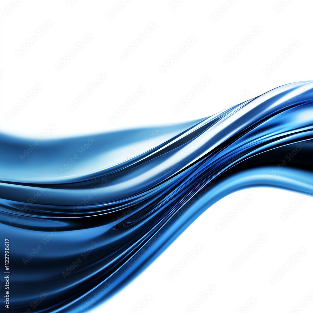 Poster a flowing wave of blue liquid creating an abstract and artistic visual effect.