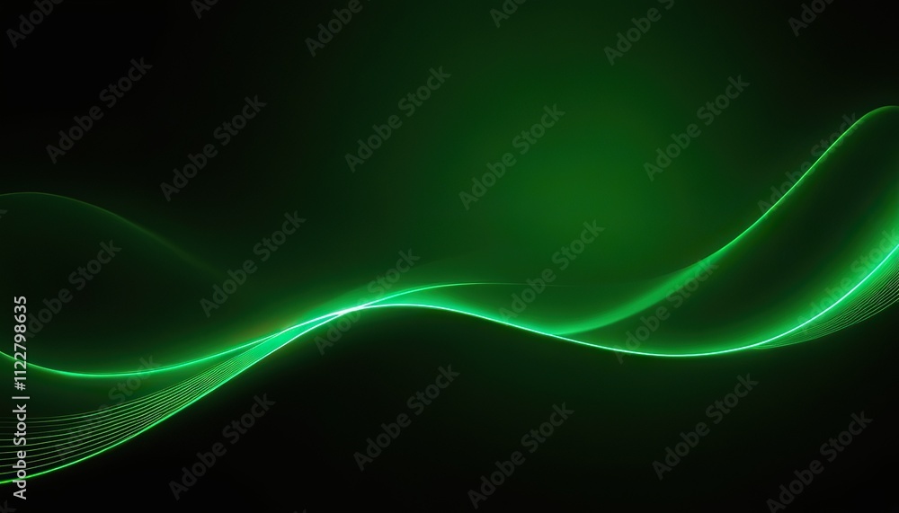Poster deep neon green background with light waves black background. an abstract wave background with pulsa