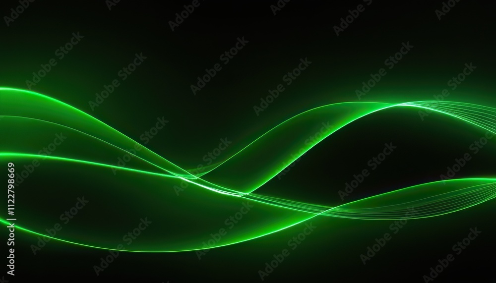 Sticker deep neon green background with light waves black background. an abstract wave background with pulsa