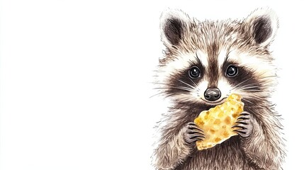 Obraz premium Adorable Baby Raccoon Enjoying A Tasty Treat