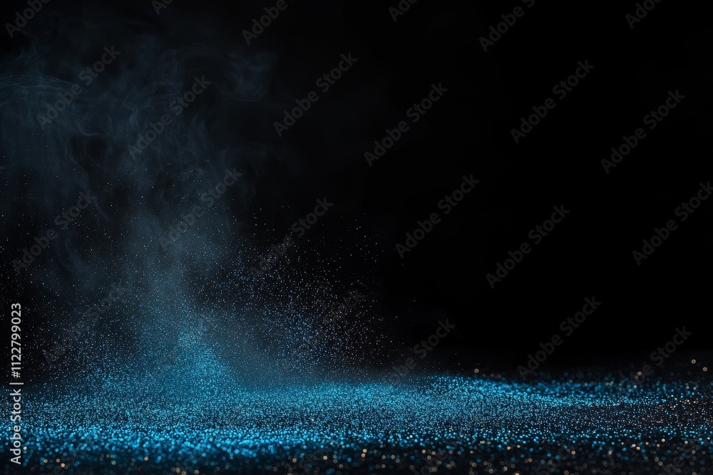 Aufkleber abstract glowing blue particles with smoke effect in dark background for artistic and creative conce