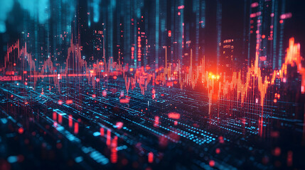 Obraz premium Abstract Digital Data Visualization Red And Blue Hues