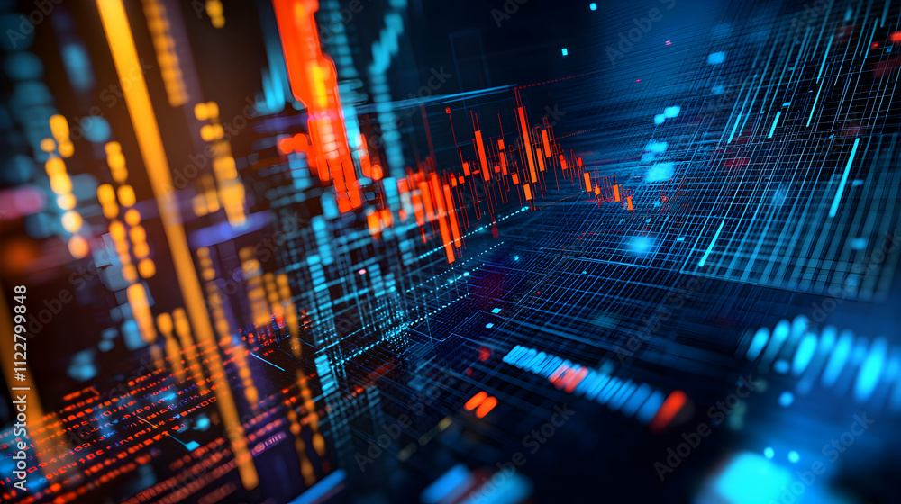 Poster abstract digital data visualization showing complex information