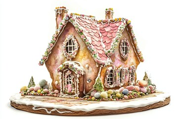 Fototapeta premium Exquisitely Decorated Gingerbread House Winter Scene
