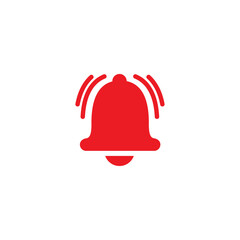 Bell ring icon with red motion lines for notification or alert
