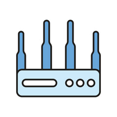 Fototapeta premium Wifi Router blue icon with white background vector stock illustration