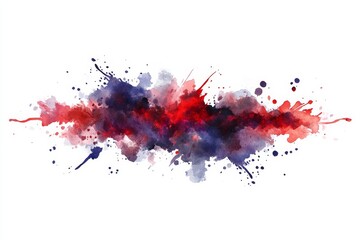 Naklejka premium Abstract watercolor splash with red, blue, and purple hues creating a vibrant, artistic background ideal for graphic design, brochures, and artistic projects.