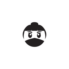 Fototapeta premium Ninja icon with girl face for stealth or warrior representation