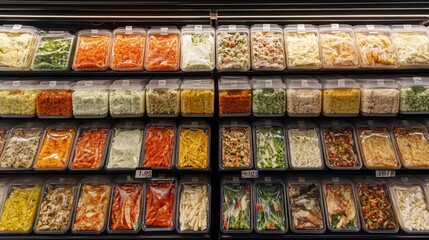 Colorful Assortment of Prepared Meals in a Grocery Store