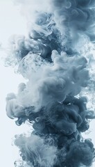 Dramatic cloud formation against a clear blue sky enhanced with transparent smoke and fog atmosphere