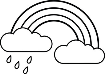 Fototapeta premium vector hand drawn rainbow and raining clouds out