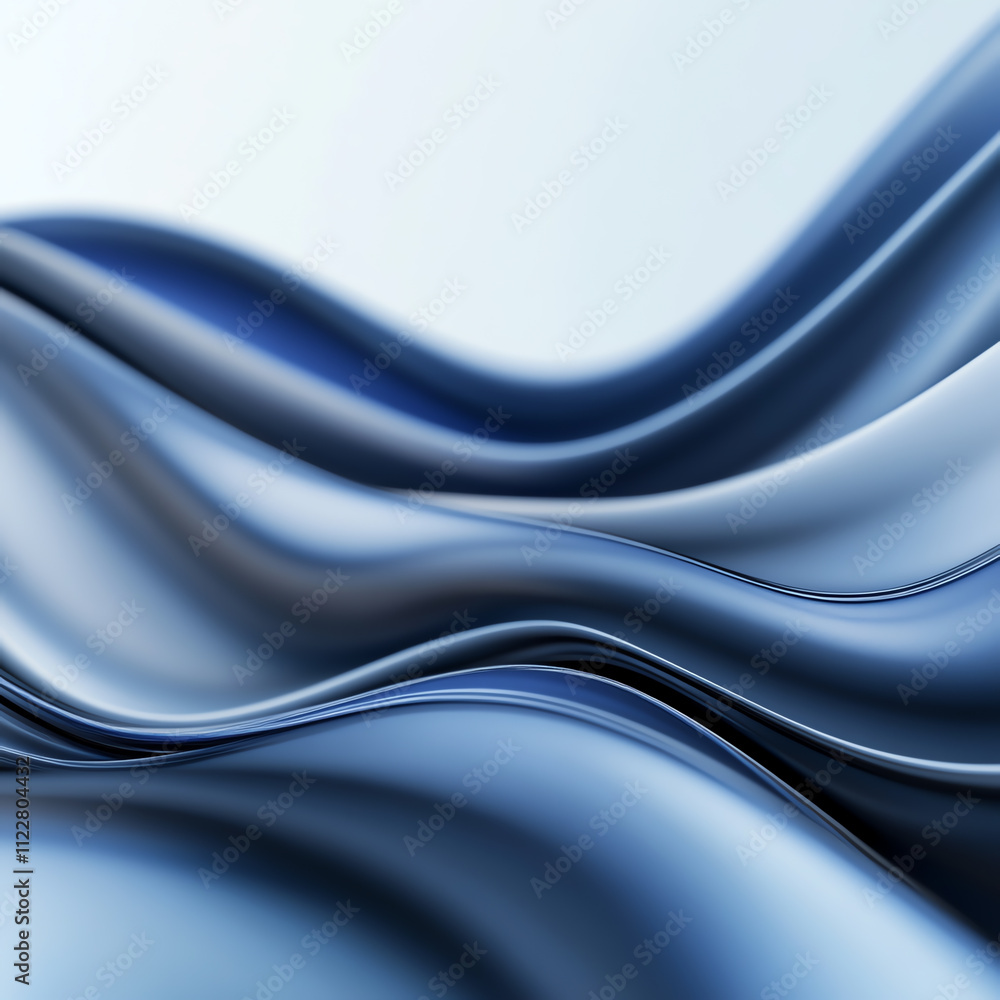 Poster abstract flowing blue waves with a smooth texture, creating a calming visual effect.