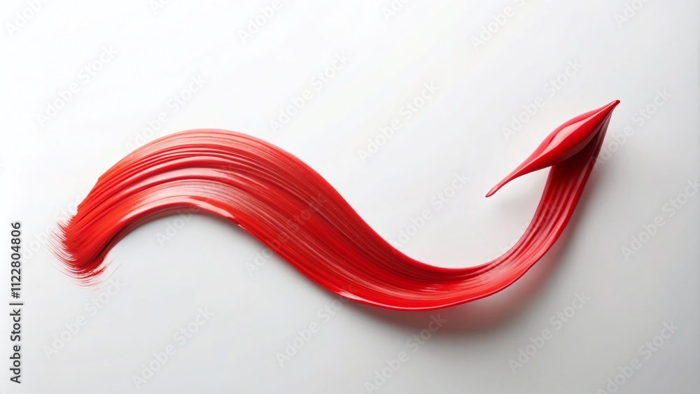 Poster captivating low light photography of a bold red brushstroke curved arrow on a crisp white background