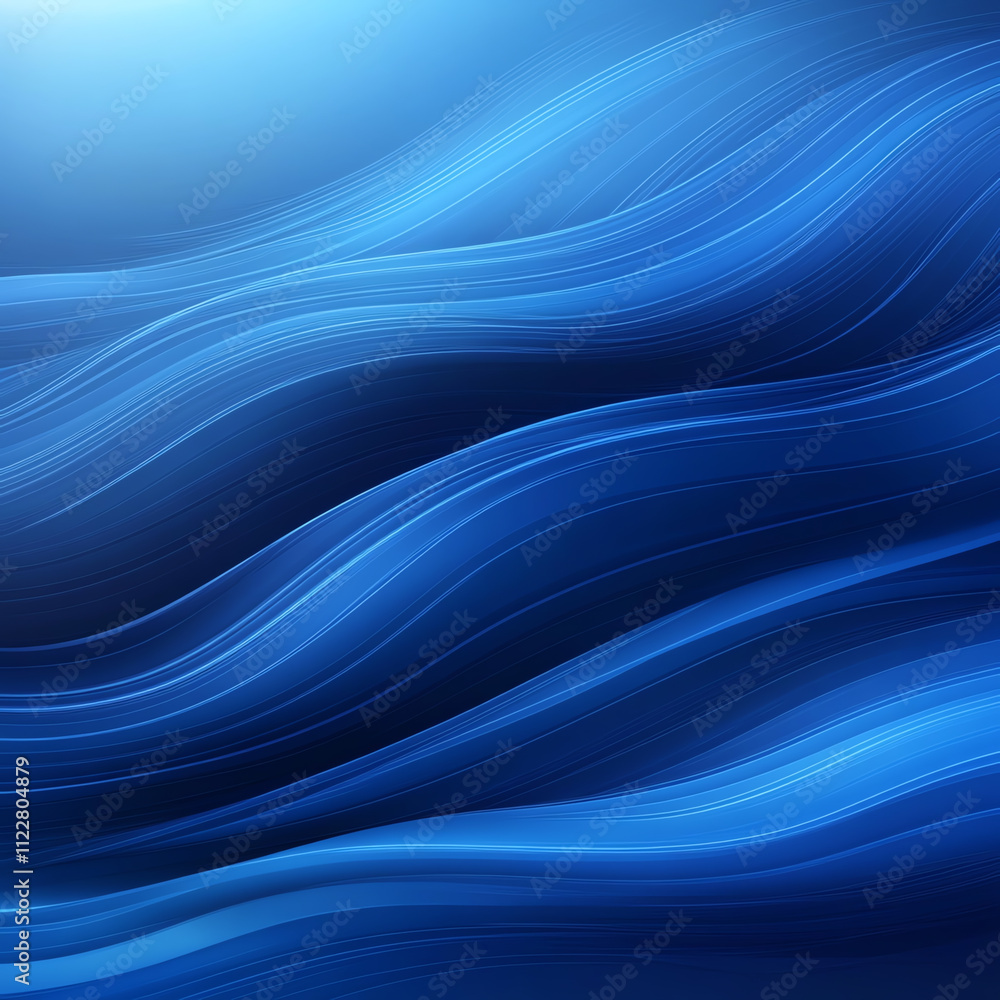 Poster abstract wavy lines in shades of blue create a soothing and dynamic visual experience.