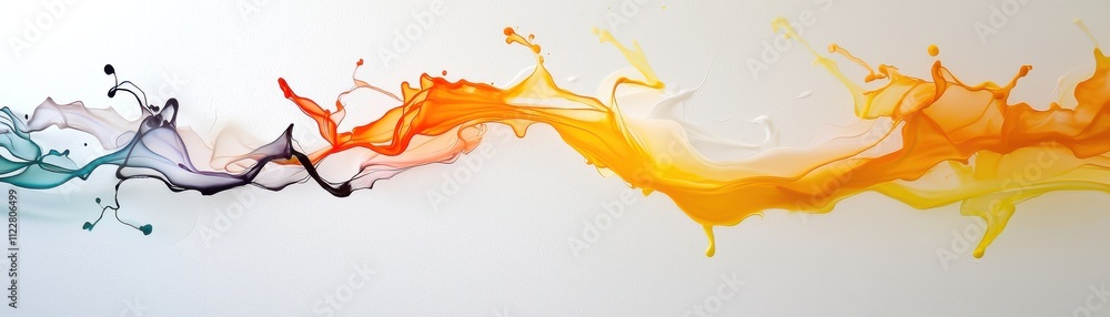 Poster a vibrant splash of colors flows elegantly across a white background, showcasing dynamic movement an