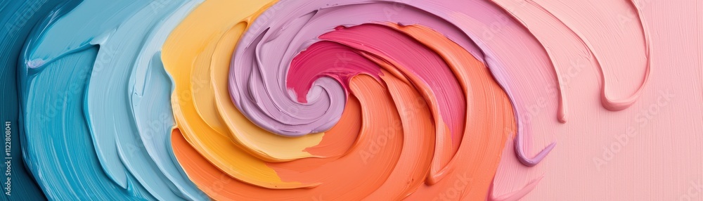 Poster a vibrant swirl of colorful paint, showcasing smooth textures and a dynamic blend of hues, creating 